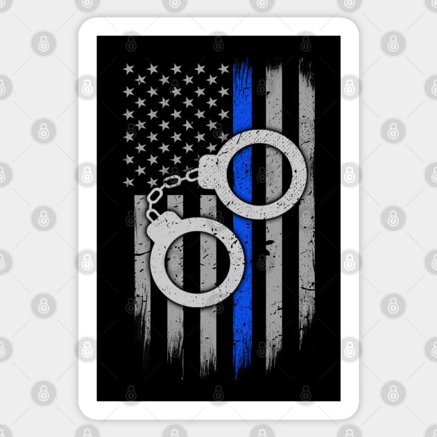 Police Handcuffs Thin Blue Line Flag Sticker by bluelinemotivation